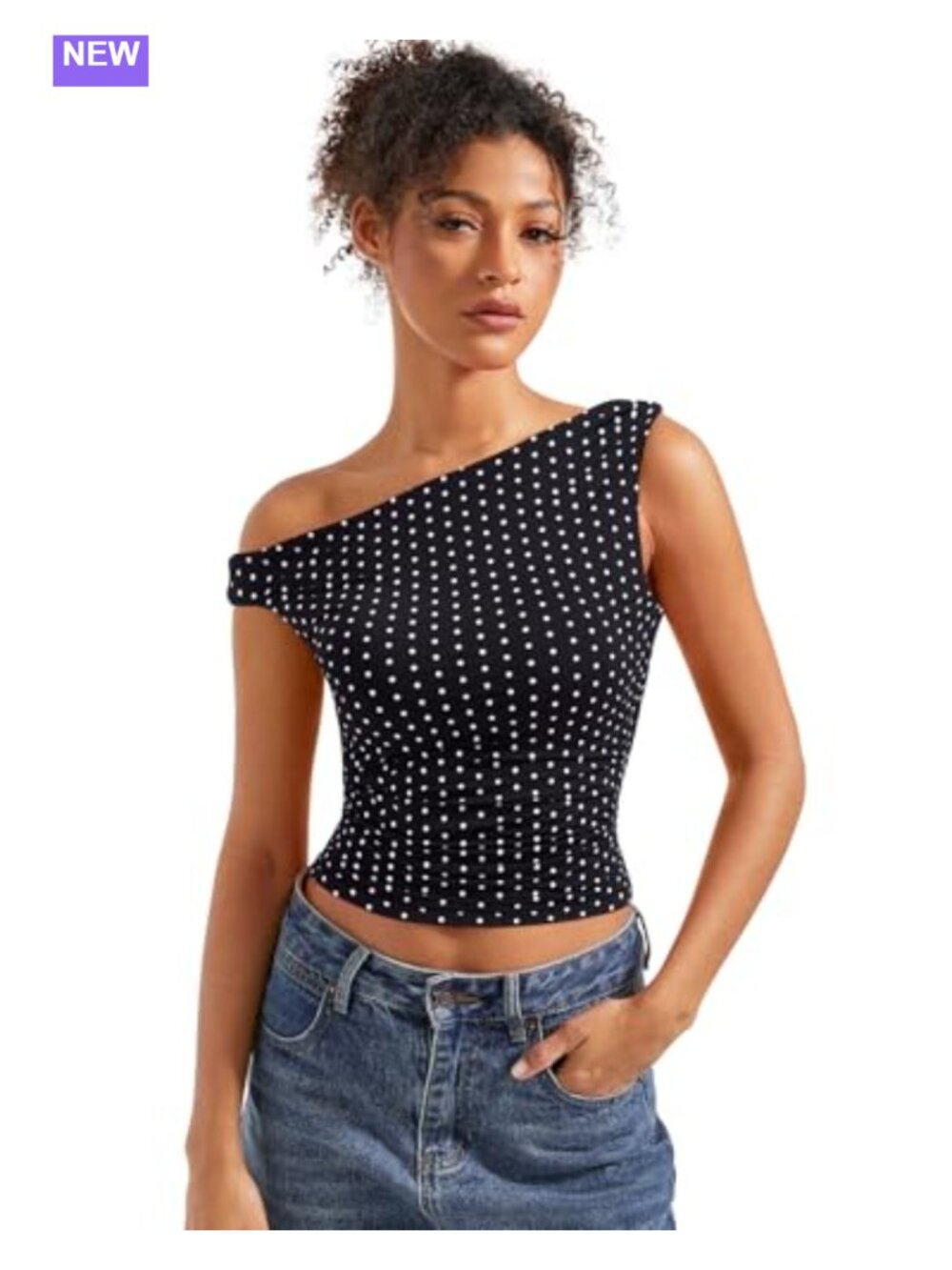 Women Off Shoulder Sleeveless Fitted Crop Top Y2K Going Out Shirt